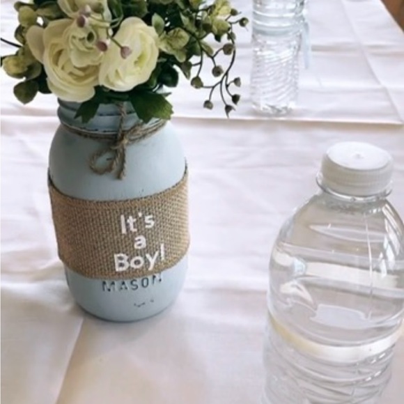 ITS A BOY center piece table decorations boy baby shower blue mason jar - Picture 5 of 9
